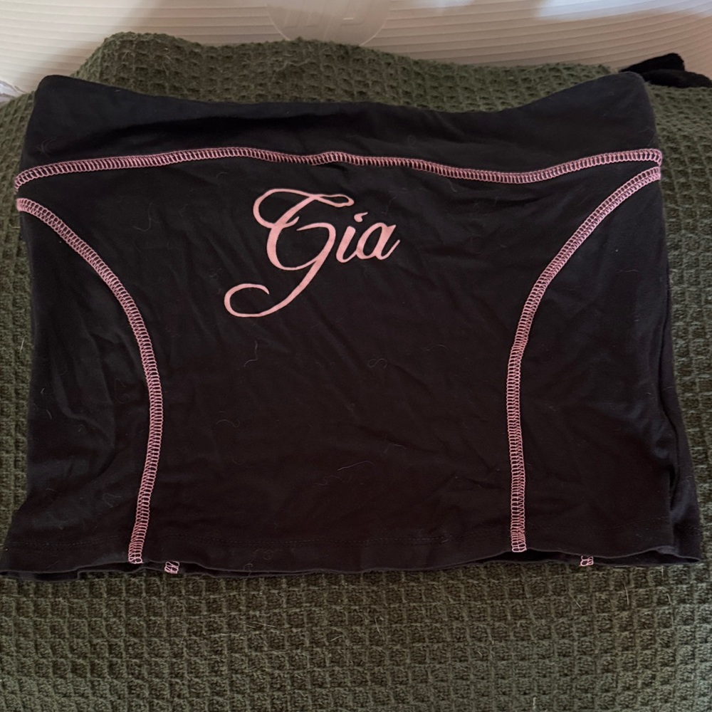 I.AM.GIA Black Tube Top with Pink Accents